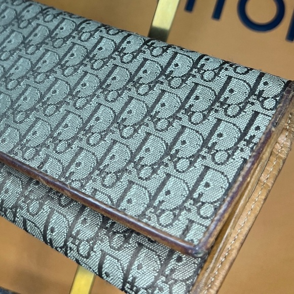 Christian Dior CD Caramel Brown Oblique Monogram Logo Flap Long Wallet - Picture 9 of 16